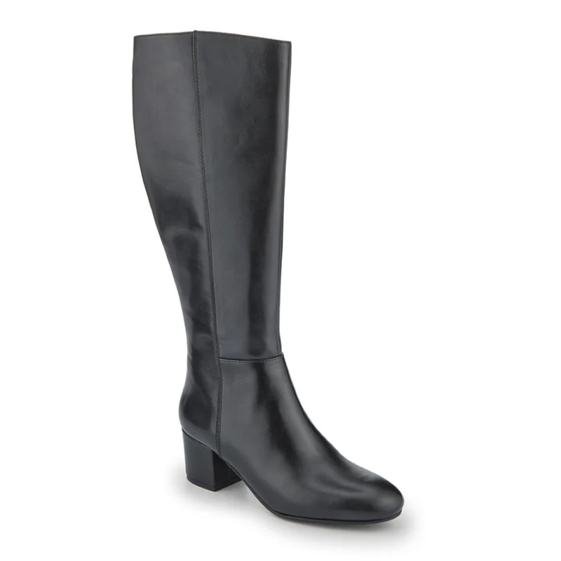 LouLou1 Large Calf Fit Leather Long Boots - LOULOU1L / 328 292 - Black Leather