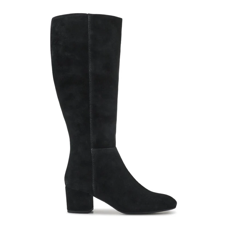 LouLou1 Large Calf Fit Leather Long Boots - LOULOU1L / 328 292 - Black Suede