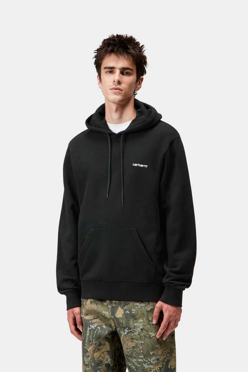 Carhartt WIP Herren Kapuzenpullover mit Schriftzug-Stickerei | Schwarz