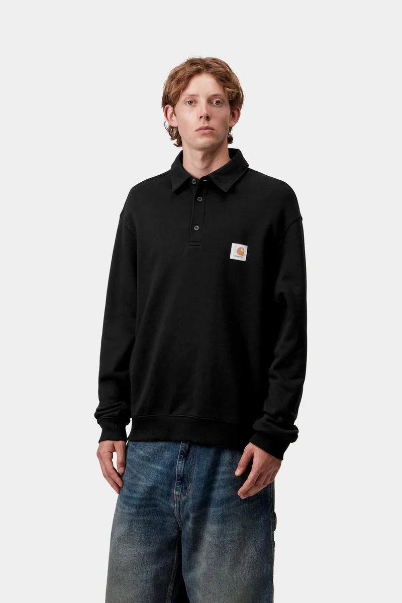 Carhartt WIP Herren Polo-Sweatshirt | Schwarz