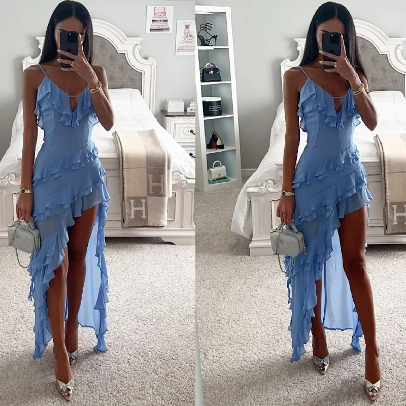 Tierney | Einfarbiges Kleid mit Neckholder-Ausschnitt