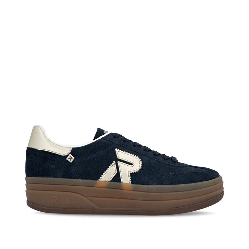 Rieker Damen Plateau-Sneaker aus Leder | Marineblau