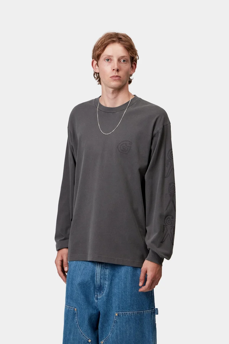 Carhartt WIP Herren Terrestrial Langarm-T-Shirt | Schwarz