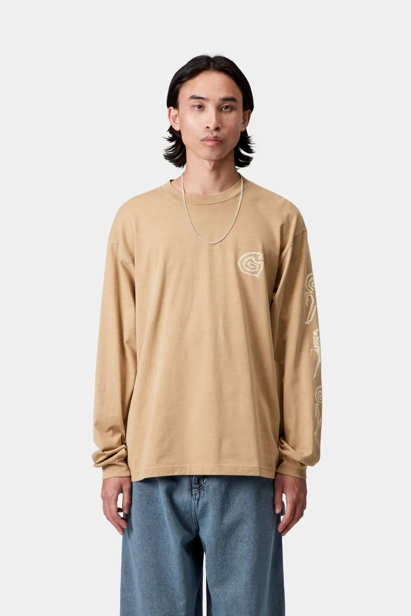 Carhartt WIP Herren Terrestrial Langarm T-Shirt | Dusty Hamilton Braun