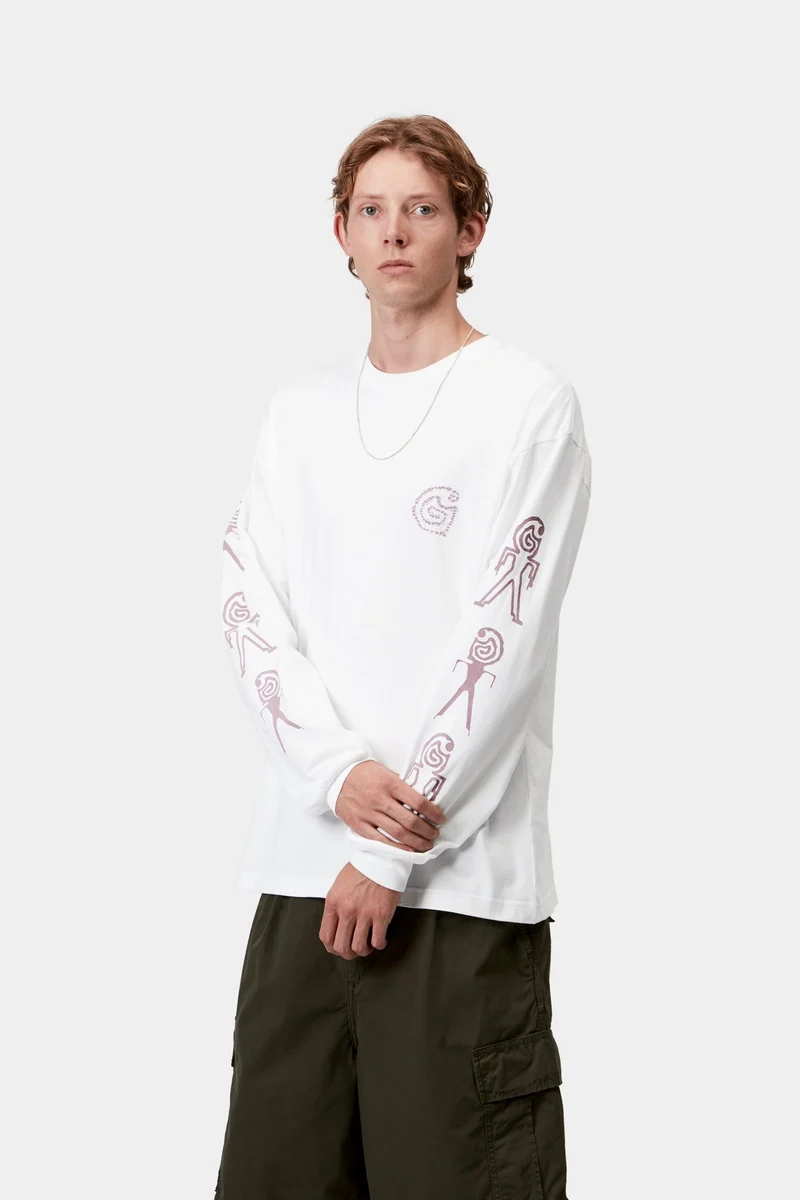 Carhartt WIP Herren Terrestrial Langarm-T-Shirt | Weiß