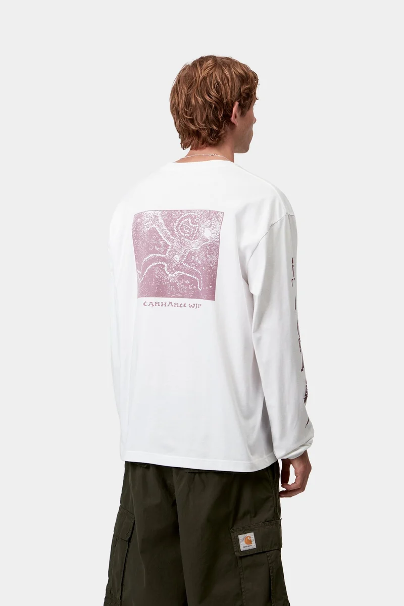 Carhartt WIP Herren Terrestrial Langarm-T-Shirt | Weiß