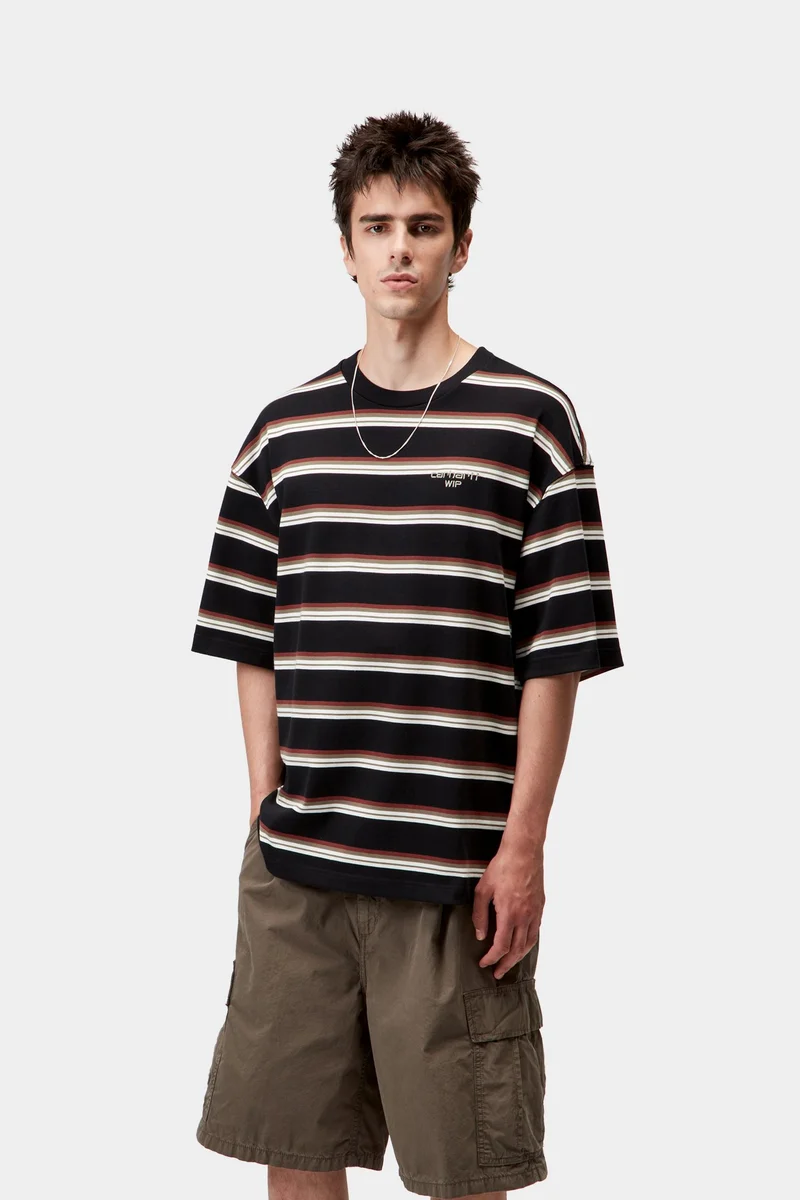 Carhartt WIP Herren Holm Stripe T-Shirt | Schwarz