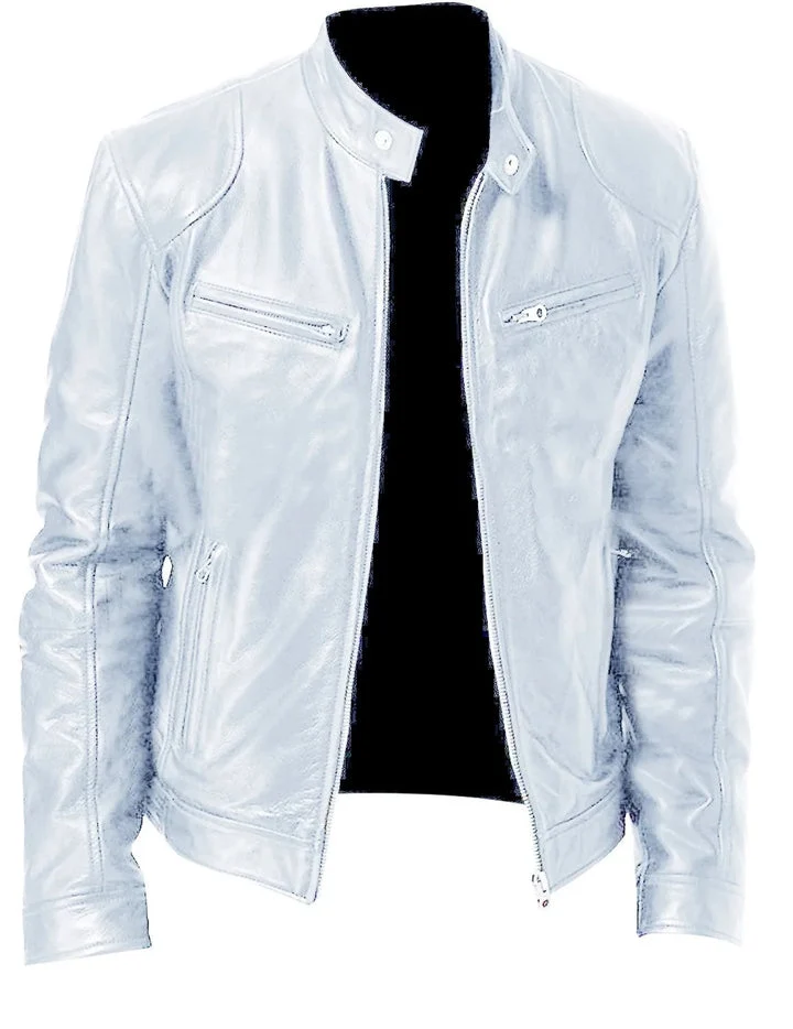 Enzo | Lässige Lederjacke mit Knopkragen – Stilvoll und Modern