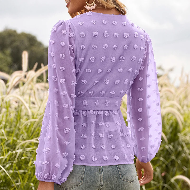 Athena | Langärmelige Bluse mit V-Ausschnitt aus Spitze