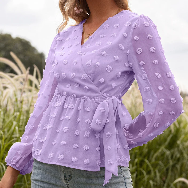 Athena | Langärmelige Bluse mit V-Ausschnitt aus Spitze