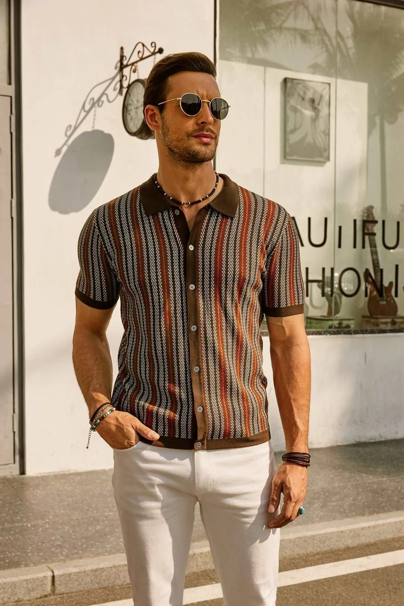 Erwin | Retro 70S Vintage gestreiftes Hemd