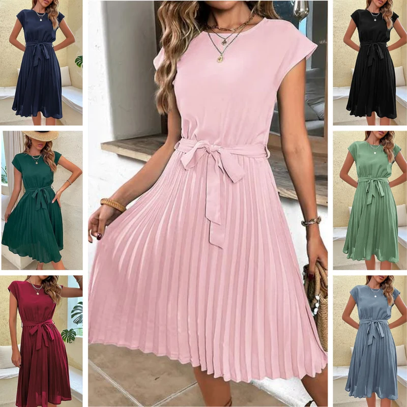 Klara | Kurzärmeliges plissiertes lässiges Minikleid für den Sommer