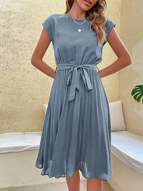 Klara | Kurzärmeliges plissiertes lässiges Minikleid für den Sommer