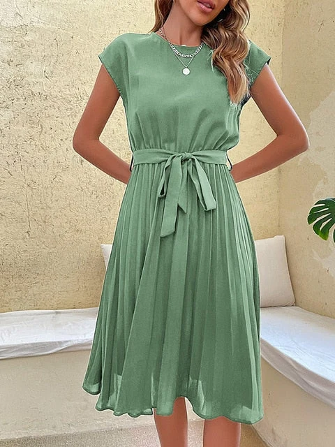 Klara | Kurzärmeliges plissiertes lässiges Minikleid für den Sommer