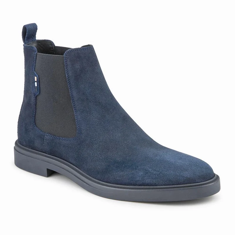 Boss Suede Leather Chelsea Boots - HUGO42505 / 327 812 - Navy