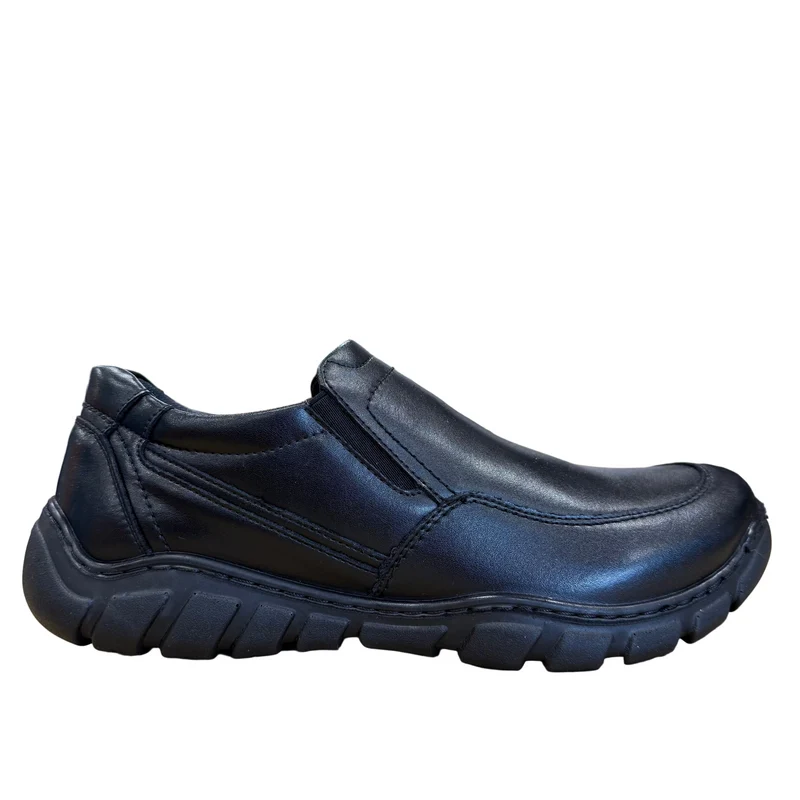 Teds Kinder Milford Slip-On Leder Schulschuh | Schwarz