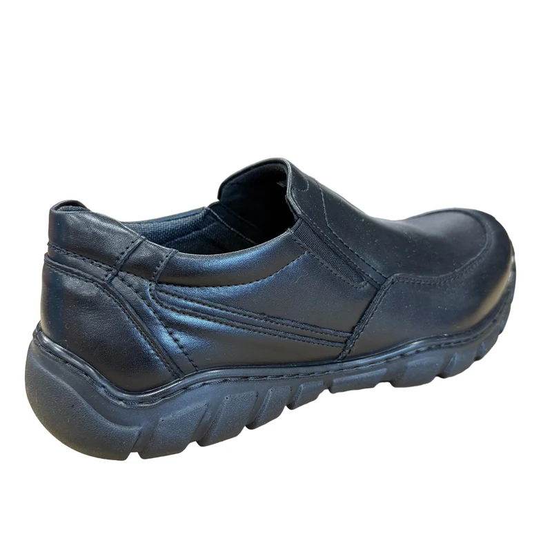 Teds Kinder Milford Slip-On Leder Schulschuh | Schwarz