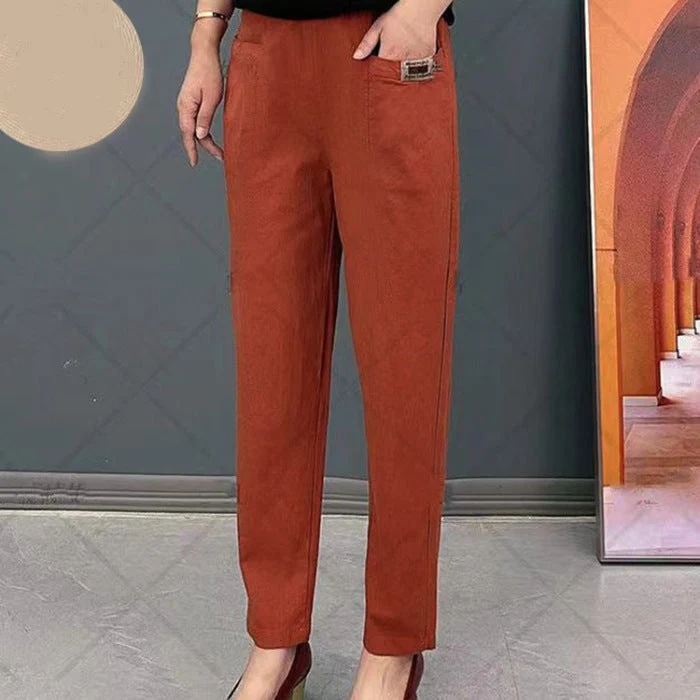 Ericka | Rostrote Leinenhose für Damen
