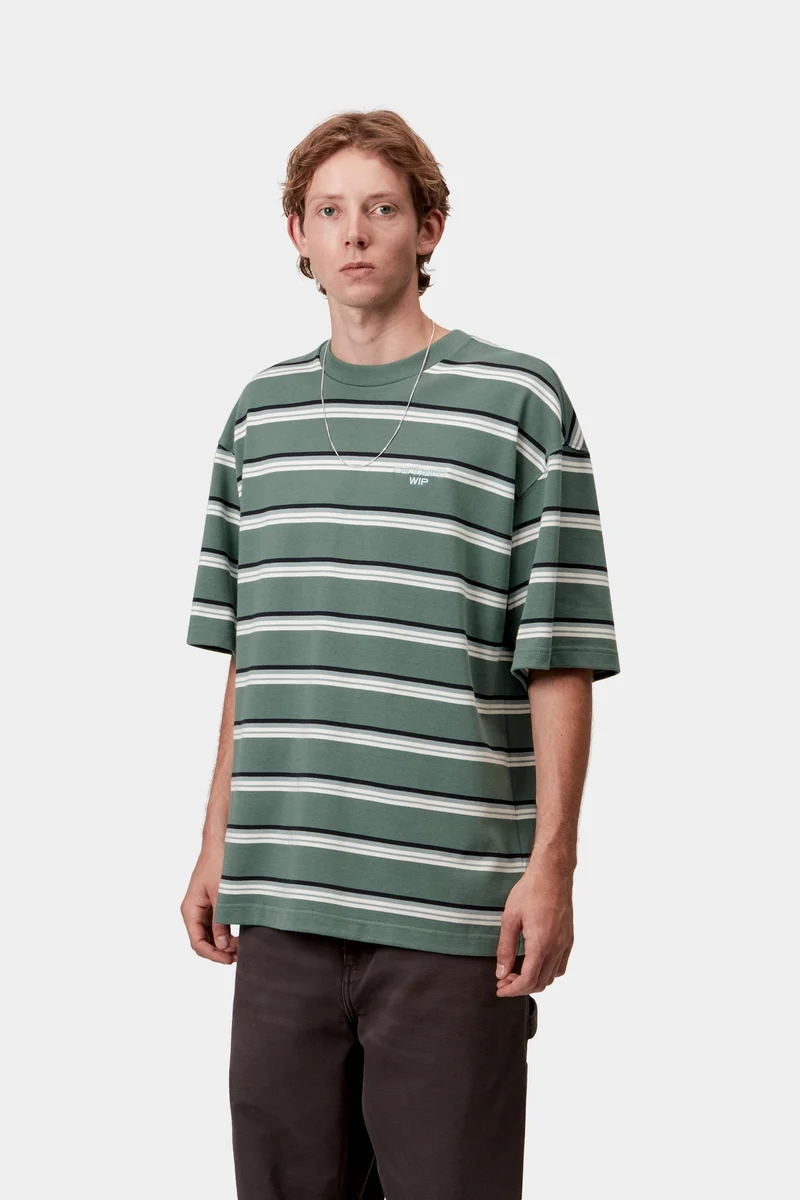 Carhartt WIP Herren Holm Stripe T-Shirt | Silberne Kiefer