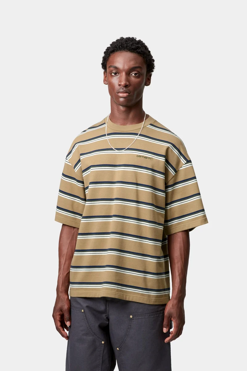 Carhartt WIP Herren Holm Stripe T-Shirt | Erdnuss