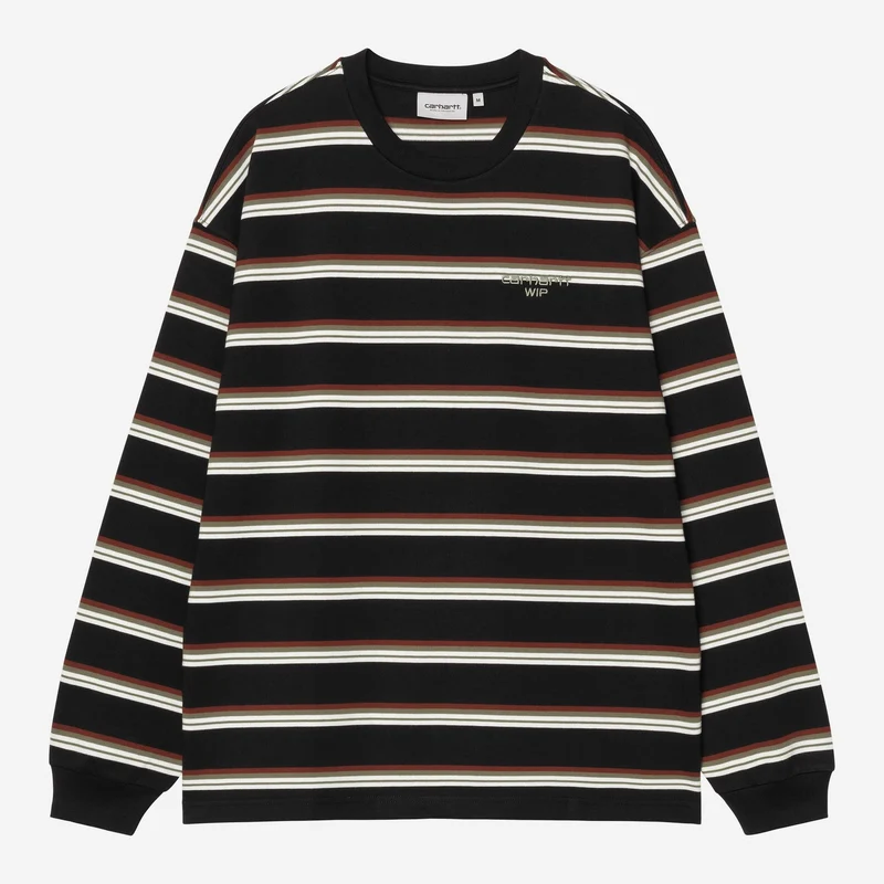 Carhartt WIP Herren Holm Stripe Langarm-T-Shirt | Schwarz