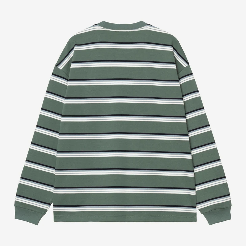 Carhartt WIP Herren Holm Stripe Langarm-T-Shirt | Silberne Kiefer