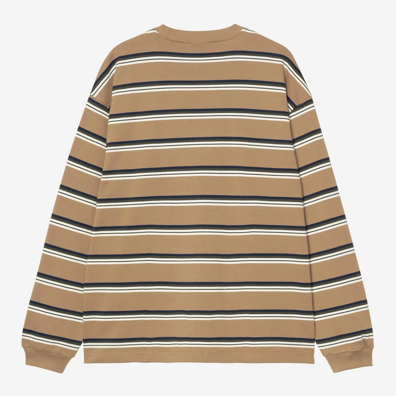 Carhartt WIP Herren Holm Stripe Langarm-T-Shirt | Erdnuss