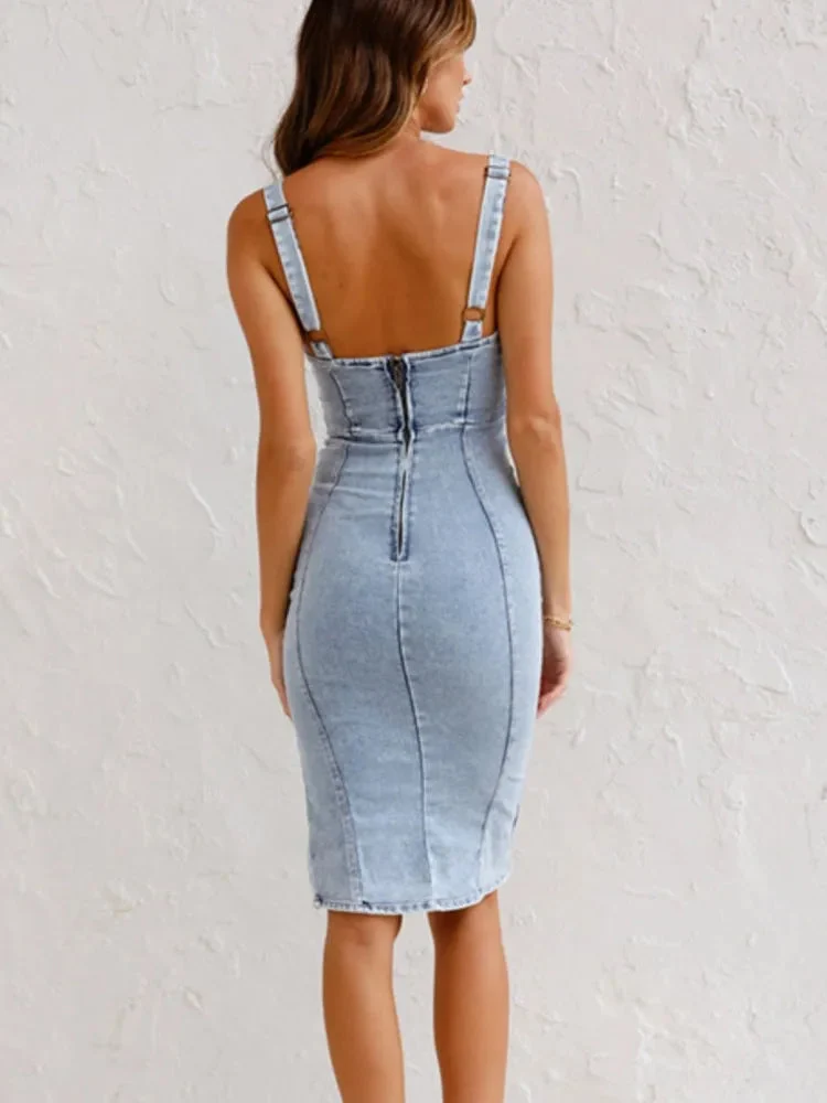 Ysabel | Denim-Kleid mit verstellbaren Trägern