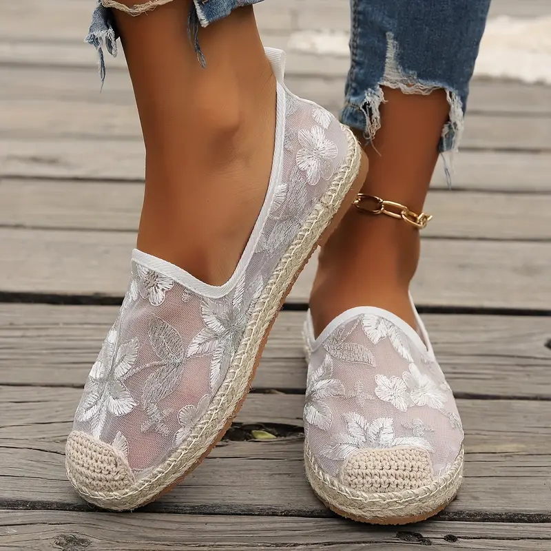 Nyssa | Lässige Espadrilles Spitze Mesh Slip-On flach