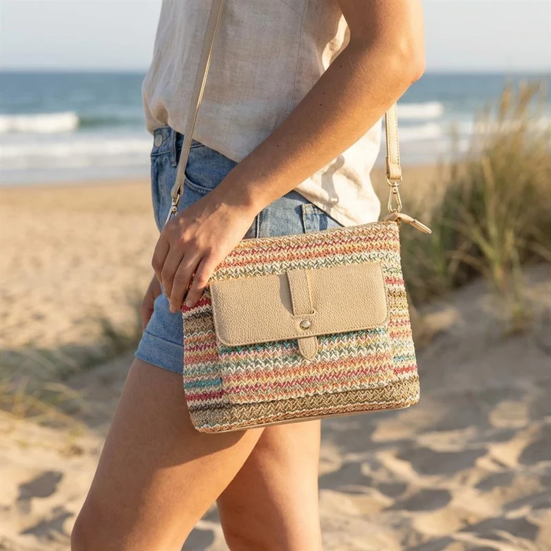 Stripey Cross-Body Bag - RIM41006 / 327 379 - Beige Multi