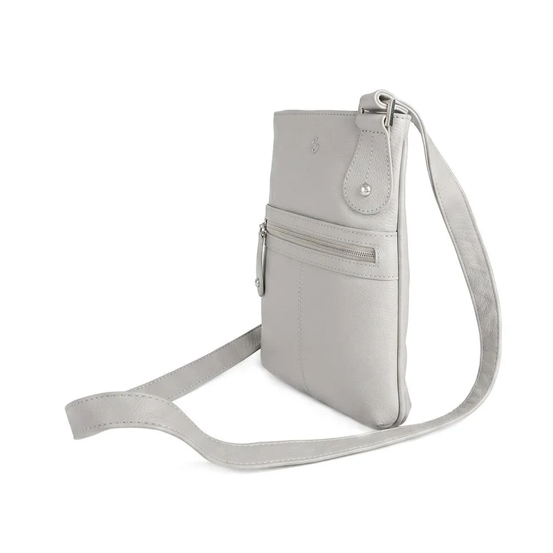 Leather Crossbody Bag W/ Outer Zip Pocket - LLOYD44037 / 330 479 - Light Grey