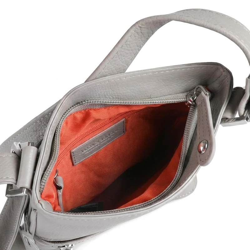 Leather Crossbody Bag W/ Outer Zip Pocket - LLOYD44037 / 330 479 - Light Grey