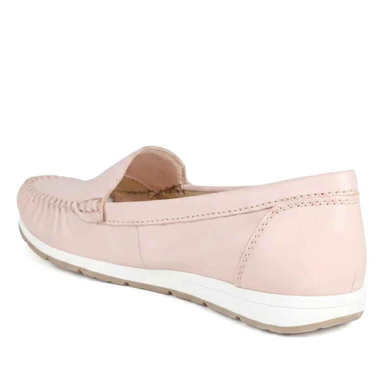 Marco Tozzi Leather Cushioned Moccasins - WEN43003 / 330 472 - Nude