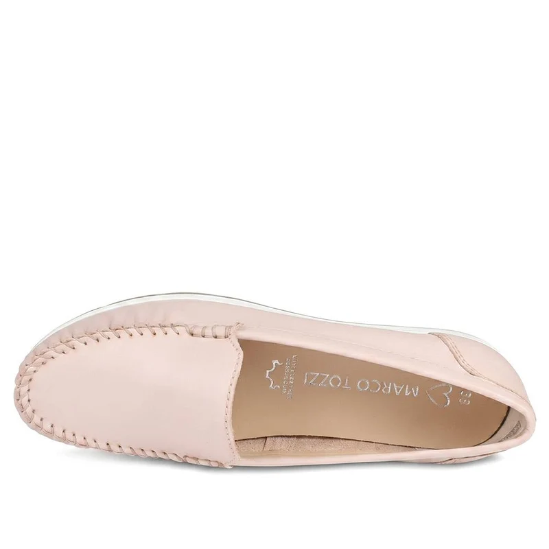 Marco Tozzi Leather Cushioned Moccasins - WEN43003 / 330 472 - Nude