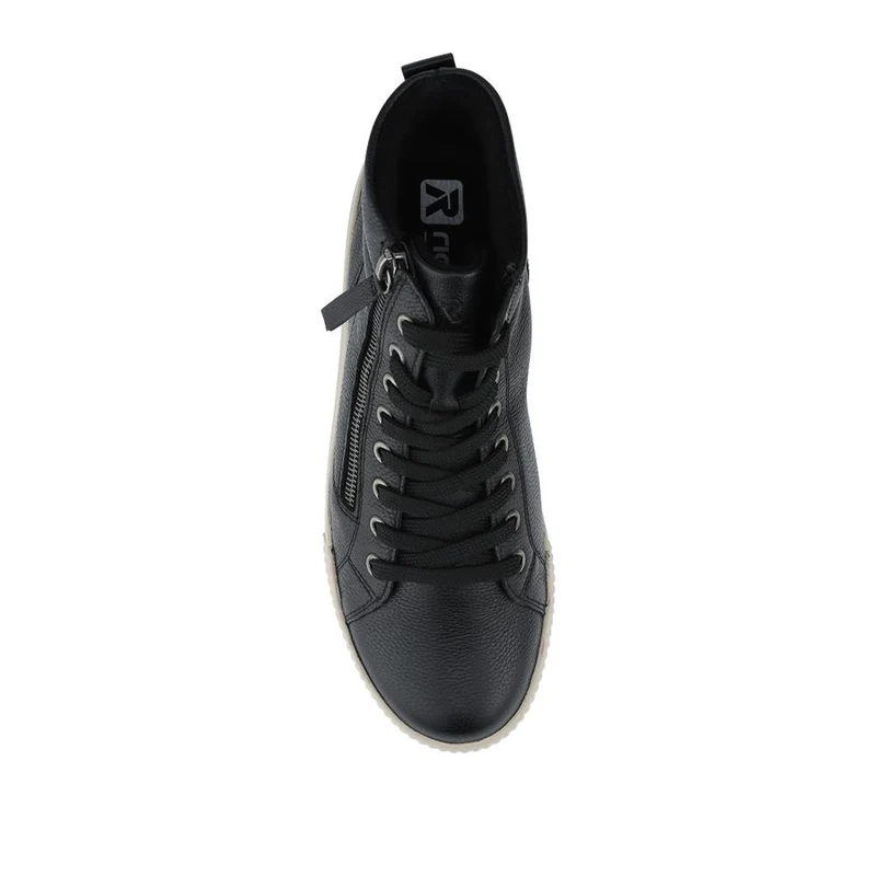 Rieker Leather Zipped Hi Top Trainers - RKR42546 / 328 186 - Black