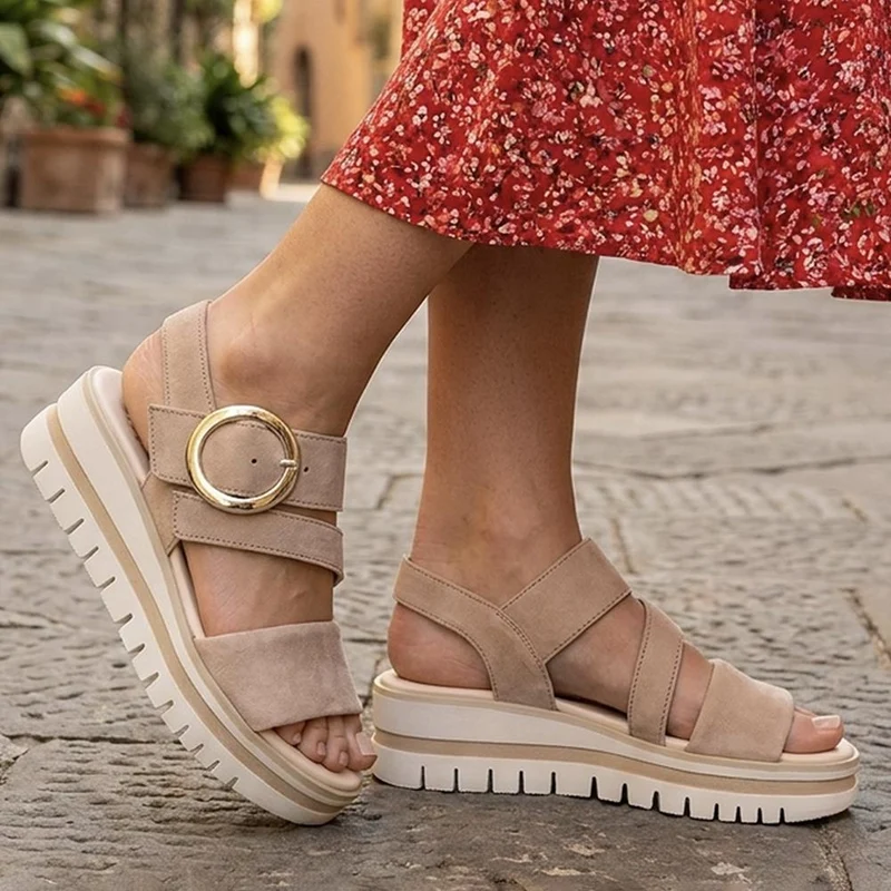 Gabor Chunky Leather Adjustable Sandals - GABC43522 / 330 461 - Beige