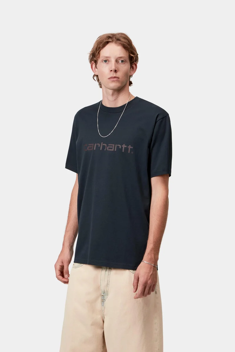 Carhartt WIP Herren Script T-Shirt | Deep Night / Palisander