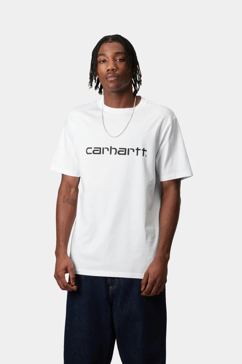 Carhartt WIP Herren Script T-Shirt | Weiß / Schwarz