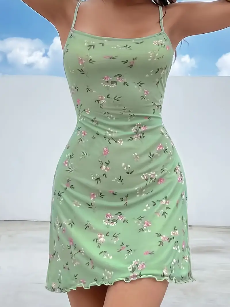 Victoria - Spaghetti-Träger-Kleid mit Blumenmuster