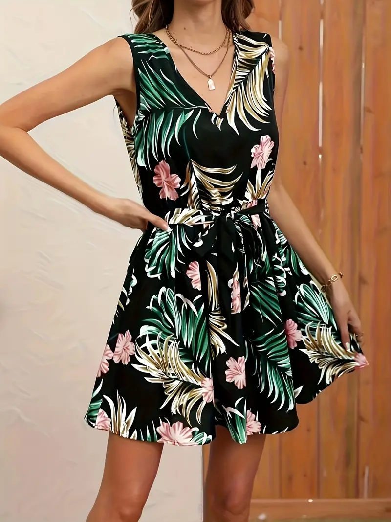 Marianne - Ferienkleid mit Blumendruck und Rückenband