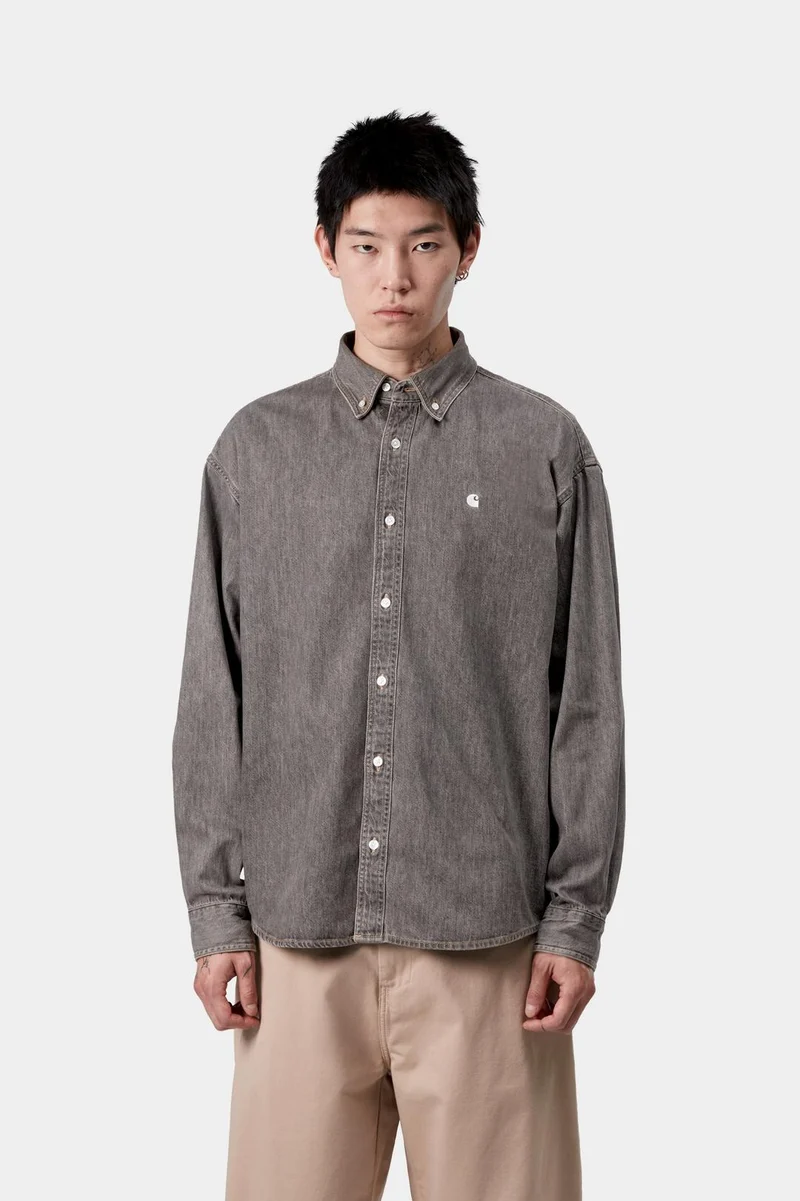Carhartt WIP Herren Lucas Hemd | Schwarz Gebleicht