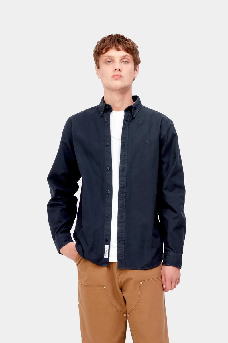 Carhartt WIP Herren Bolton Hemd | Dunkelblaues Stückgefärbtes