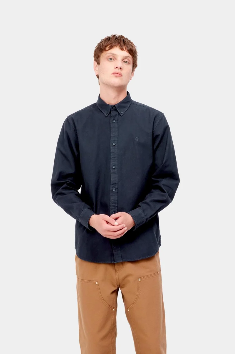 Carhartt WIP Herren Bolton Hemd | Dunkelblaues Stückgefärbtes