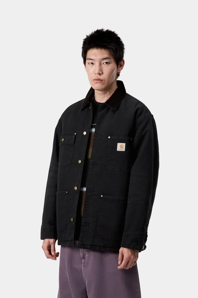 Carhartt WIP Herren OG Chore Manteljacke | Leinwand aus schwarzem Stein