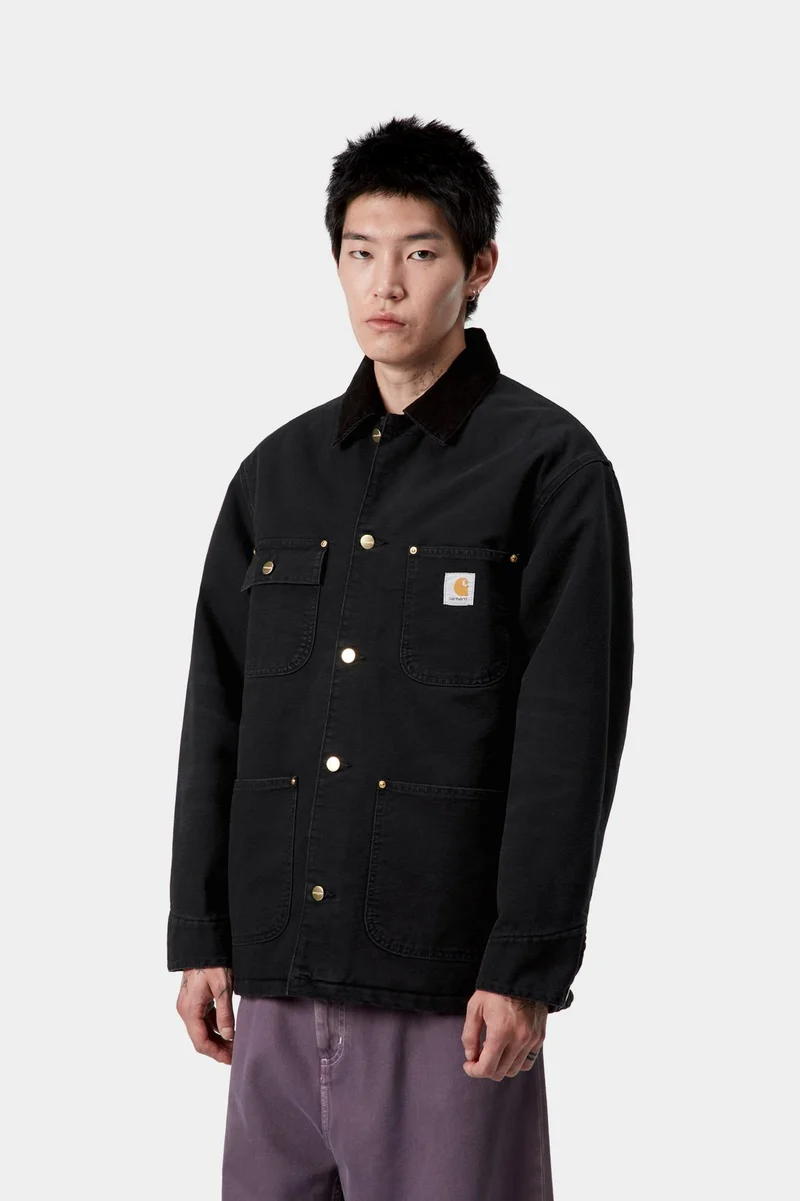 Carhartt WIP Herren OG Chore Manteljacke | Leinwand aus schwarzem Stein