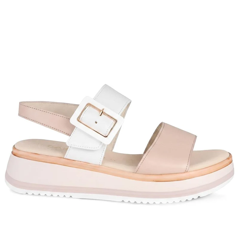 Gabor Leather Adjustable Fasten Sandals - GABC43517 / 330 456 - White-Beige