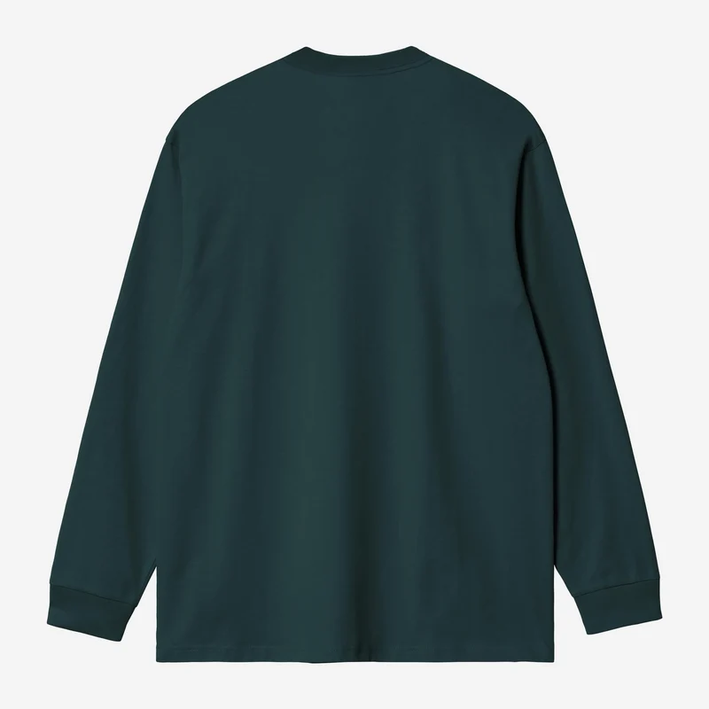 Carhartt WIP Herren Langarm-T-Shirt mit Tasche | Deep Lagoon