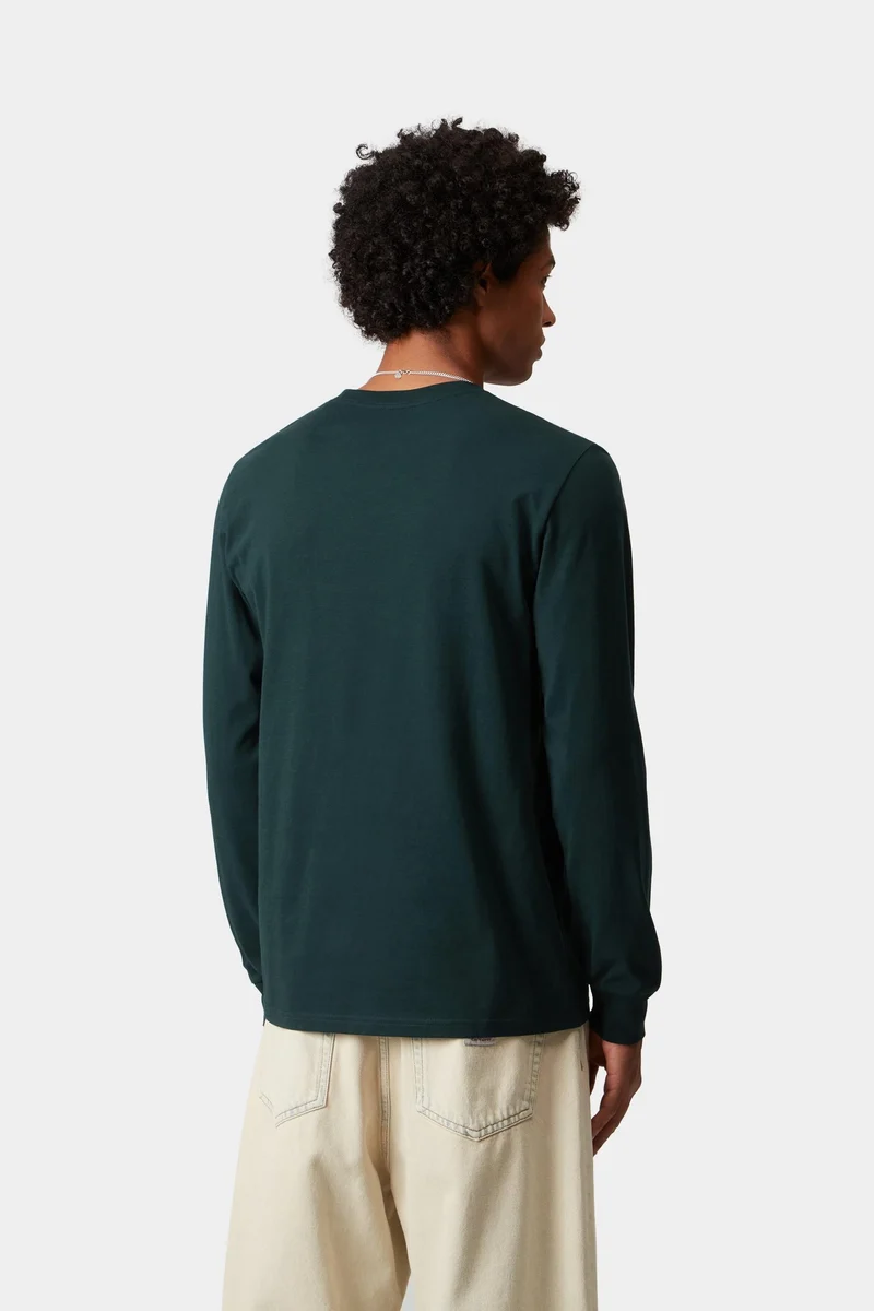 Carhartt WIP Herren Langarm-T-Shirt mit Tasche | Deep Lagoon