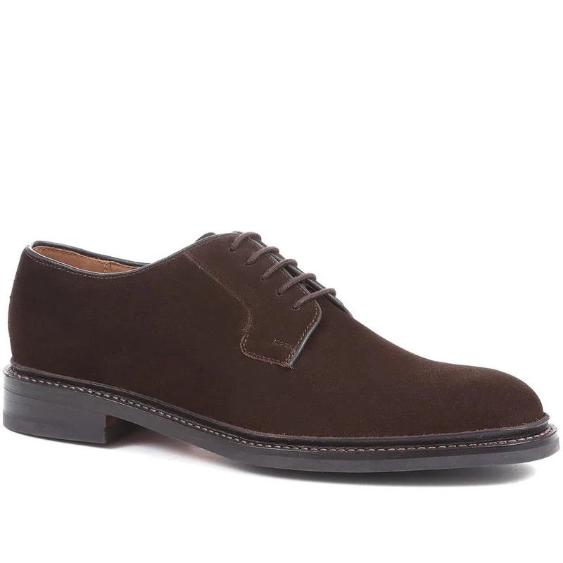 Brussels Leather Derby Shoe - BRUSSELS / 320 740 - Brown Suede