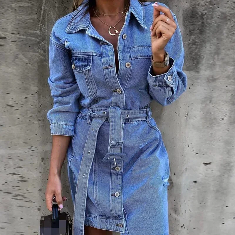Nova - Angesagtes Jeanshemdkleid mit Distressed-Details